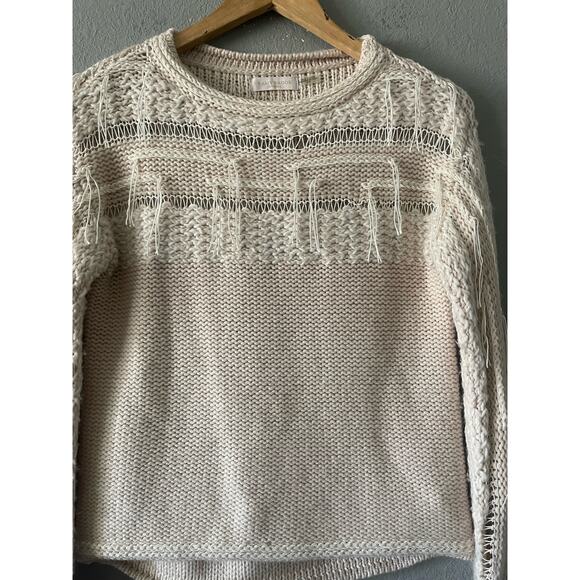 Ramy Brook Wool Fringe Cream Jessica Pullover Sweater‎ - Picture 8 of 14